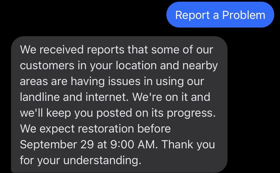 eserioso's tweet photo. @PLDT_Cares talaga ba? Possible na hanggang bukas walang internet? Pero kapag sa bills, nagmamadali kayo? Gusto suspend agad kapag delayed ang payment. @PLDTHome @pldt https://t.co/ADTVX6FEu5