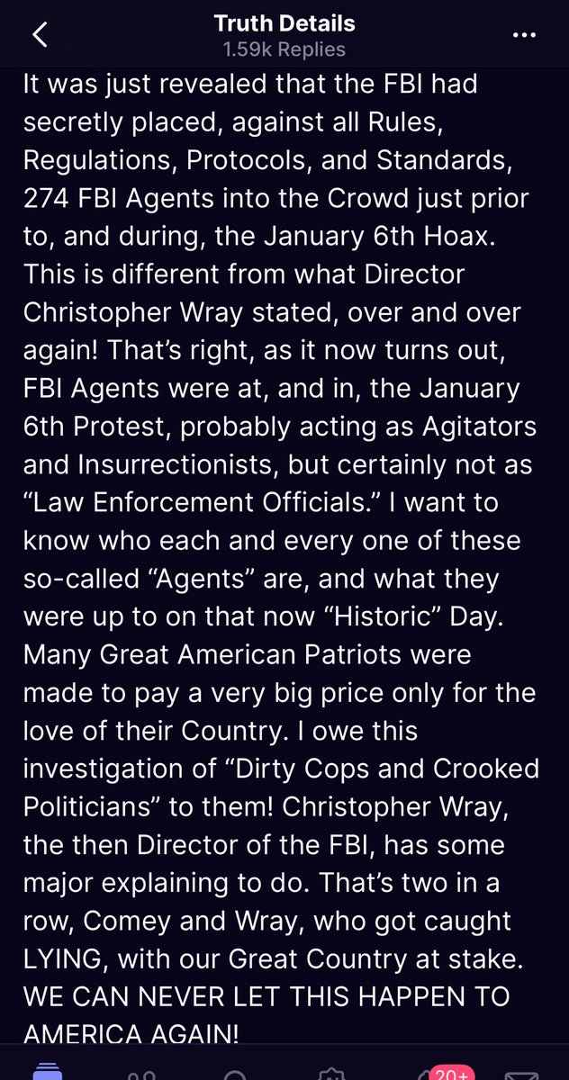 President Trump on TruthSocial about the role of the FBI on January 6 🤨