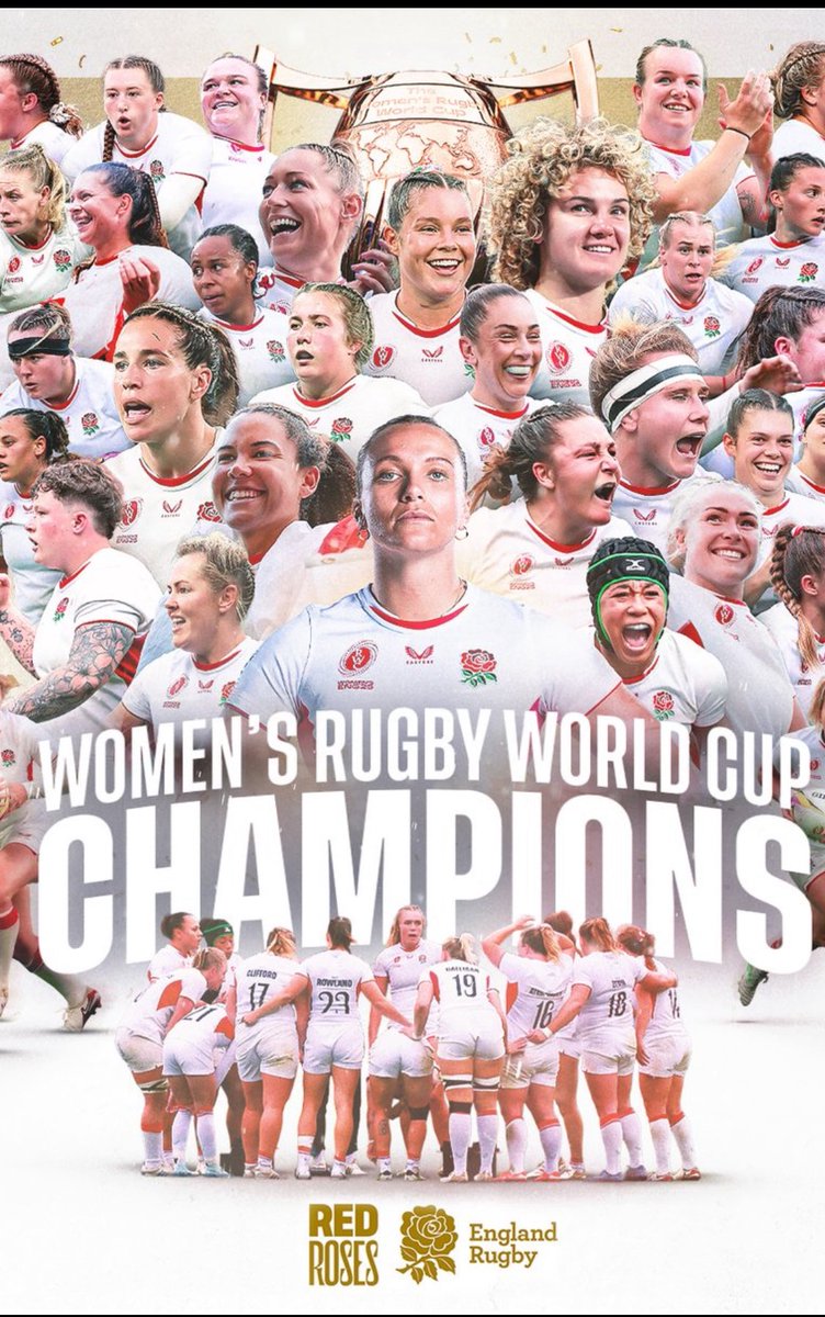 Congratulations to <a href="/RedRosesRugby/">Red Roses</a> .. overcoming adversity, expectation on their shoulders, record crowds, huge squad effort! First Lionesses, now Red Roses next England Netball? Come on 🏴󠁧󠁢󠁥󠁮󠁧󠁿#womensrugbyworldcup