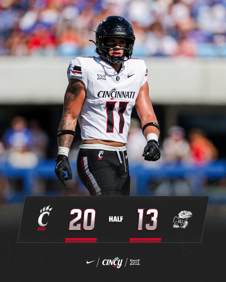 43-yard FG is GOOD

Bearcats lead 20-13 at the half