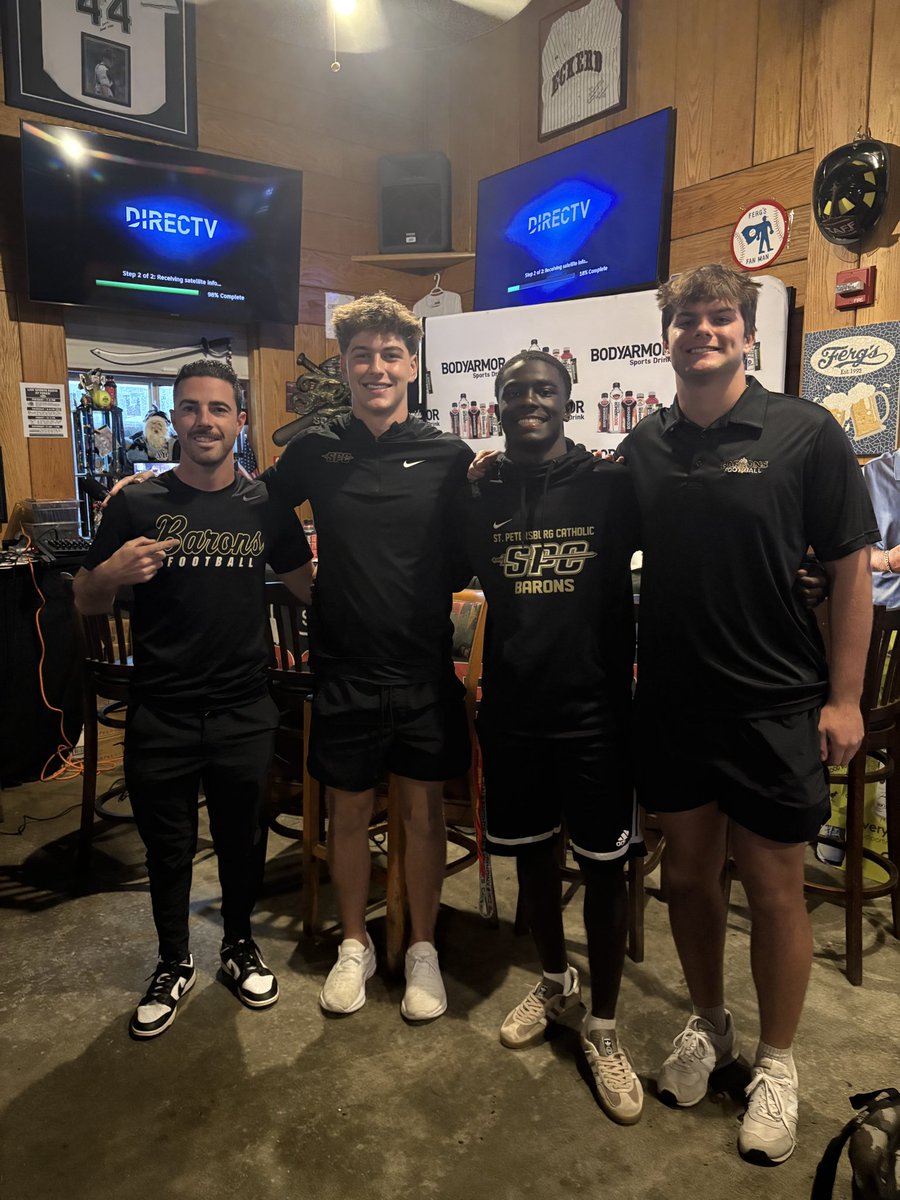 Had a blast at Fergs today with the boys!

Thanks <a href="/BradKRicha88/">📽️ 𝐁𝐫𝐚𝐝 𝐊. 𝐑𝐢𝐜𝐡𝐚𝐫𝐝𝐬𝐨𝐧🎙</a> for having us out! #GOLDSTANDARD 🏆 🖤

<a href="/SPCBaronsFB/">SPC Baron Football</a> 
<a href="/Chase_Burrill/">Chase Burrill</a> 
<a href="/forrest_loving/">Forrest Loving III</a> 
<a href="/Malyszko_Alex/">Alex Jan Malyszko</a>