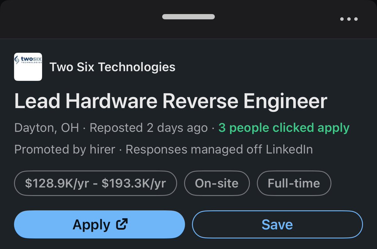 Anyone in the greater Cincinnati or Dayton area interested in my previous job:  linkedin.com/jobs/view/4295…