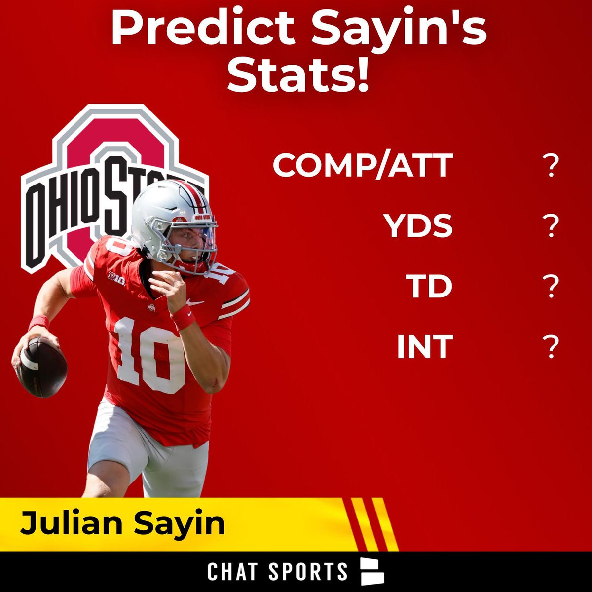 Predict Julian Sayin's stats vs. Washington!