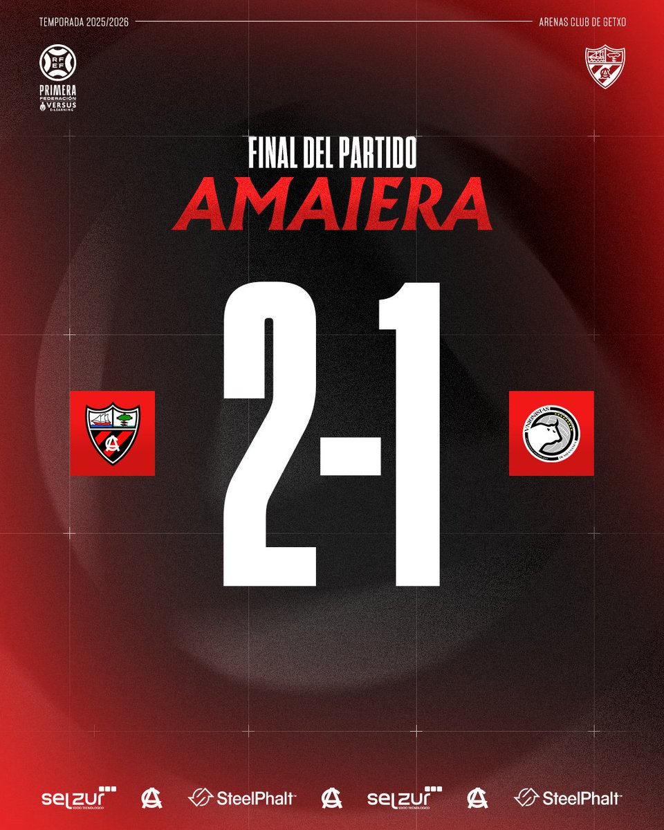 FINAAAL EN GOBELA! 🙌

Enorme y heroico partido de nuestros chicos, que jugaron con uno menos más de una hora. Los goles fueron de Hidalgo y Collado. Zorionak talde!

Arenas Club 2-1 Unionistas de Salamanca

#ArenasUnionistas
#AupaHistorico
#ArenasClub