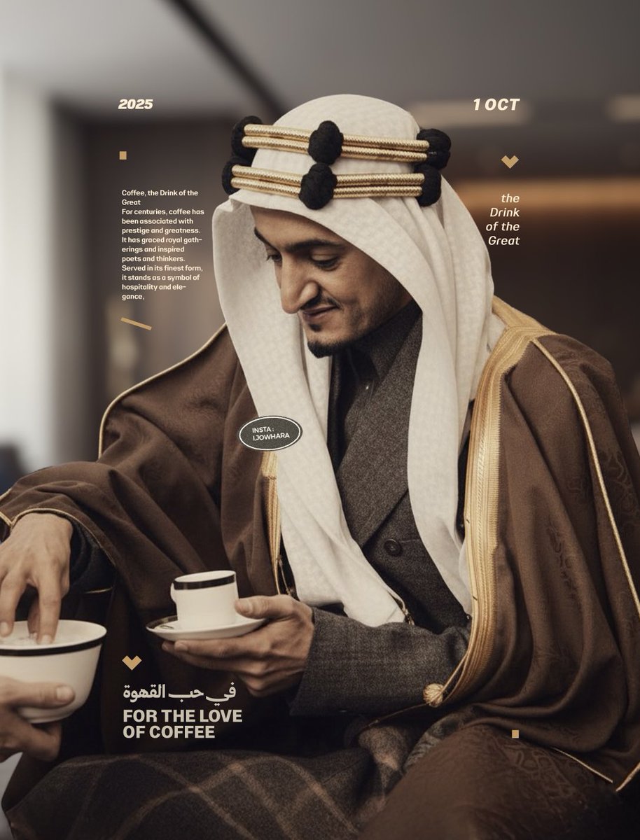 x5c's tweet image. 𐄢

ولأن الملك فيصـــل – رحمه الله – 
كان محبًّا للقهوة، فـقد جعلتُها رمزًا 
في عملي هذا، حيث قمتُ بمعالجة

صوره التاريخية: رفعت جودتها، ولونتها، 
أضفت لمســـــات تعكس روح الأصالة
 والوقار 🤎

October 1st – ☕️
International Coffee Day