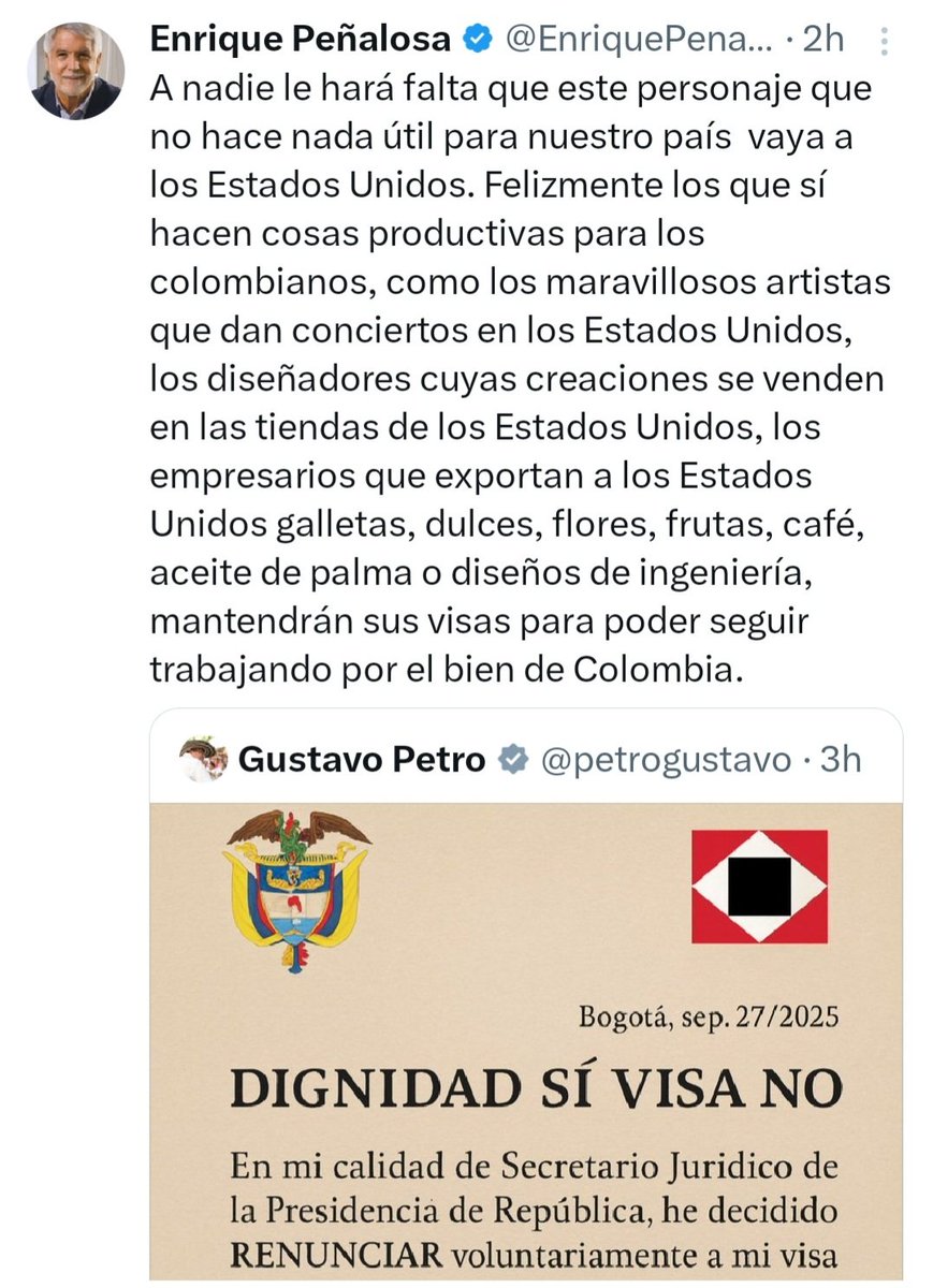 Malo si renuncian a la visa y malo si no renuncian a la visa.

<a href="/EnriquePenalosa/">Enrique Peñalosa</a> ni para oportunista político sirve.