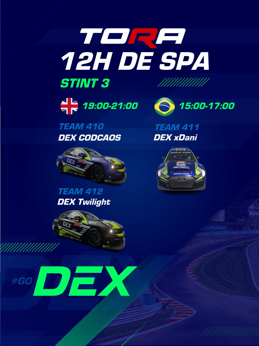 End of stint 2! <a href="/TheReal_TORA/">TORA</a> 

410: P10
411: P12
412: P11

3rd stint will start soon with rain!