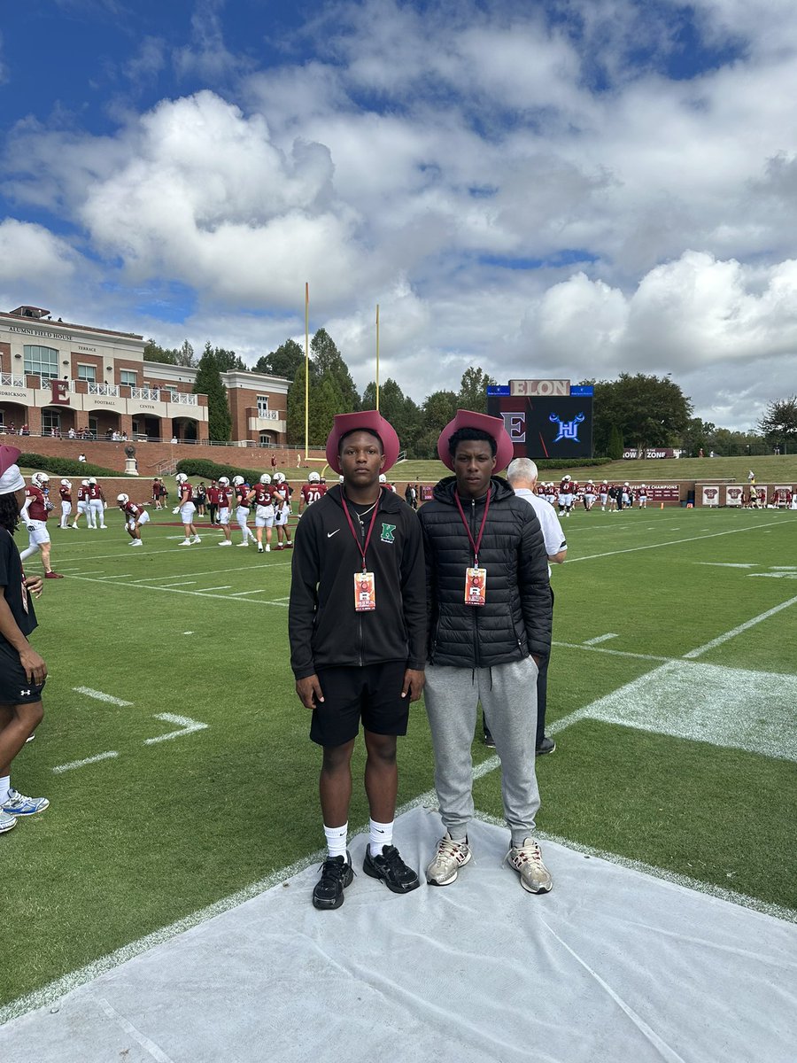 Thank you Elon football for the visit <a href="/ElonFootball/">Elon Football</a> hope to be back here <a href="/CVance43/">Casey Vance</a> <a href="/coach_spry/">Coach Spry</a> <a href="/CoachJHardin16/">Justin Hardin</a> <a href="/Coach_Blackk4/">Ka’seim Black</a> <a href="/pepman704/">Matt Morrow</a> <a href="/ALBrownFootball/">A.L. Brown Football</a> <a href="/TheCoachFulmer/">Coach Fulmer</a>