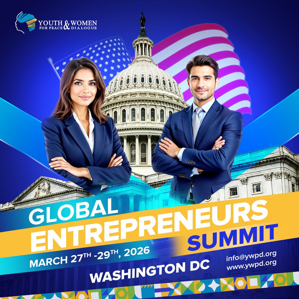 SDK_CD's tweet image. Application Deadline reaching Soon: 
Apply here; 
ywpd.org/events/  

The world is coming together at the GLOBAL ENTREPRENEURS SUMMIT 2026. 
March 27–29, 2026 | Washington, D.C. #WashingtonDC #event #USA