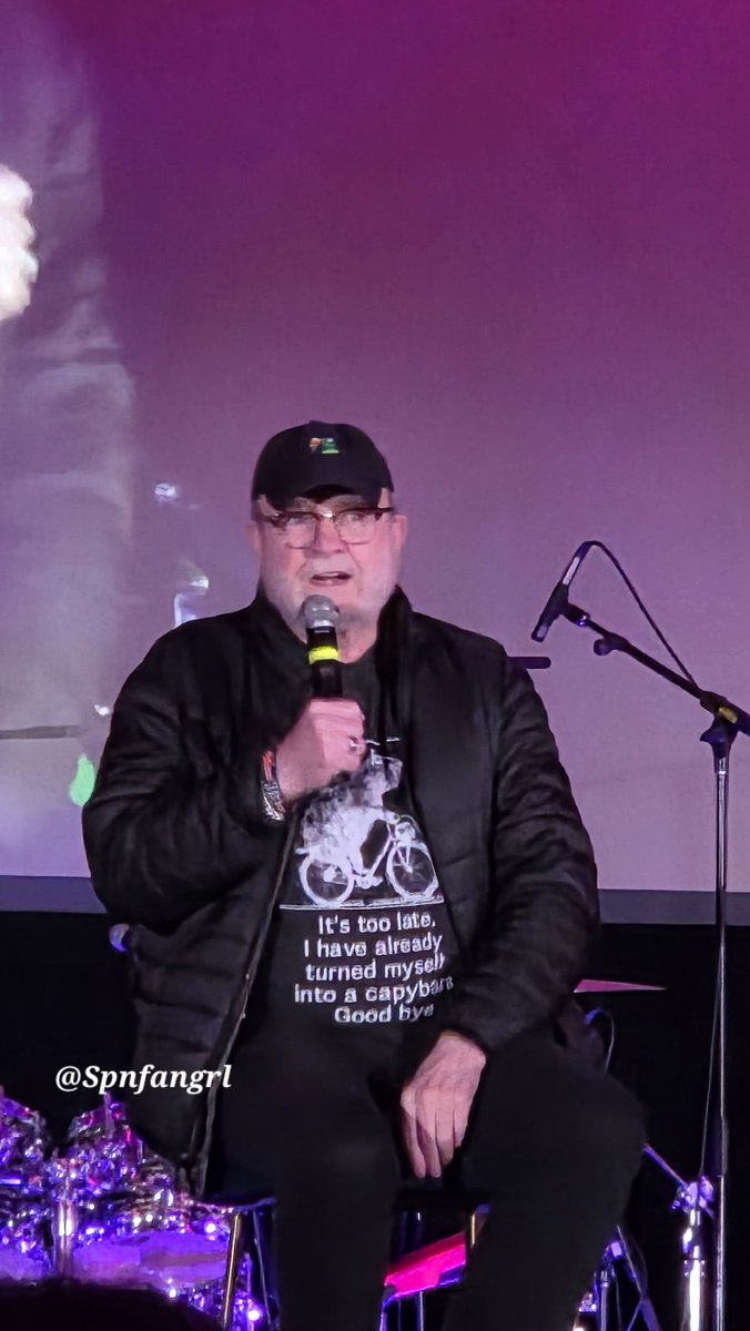 spnfangrl's tweet photo. #JimBeaver sharing our love of Bobby... "I died halfway through a 15 year long show and still managed to be there through the end of the show's run." 💜

#SPNVan #SPNFamily https://t.co/ADuy03uEVJ