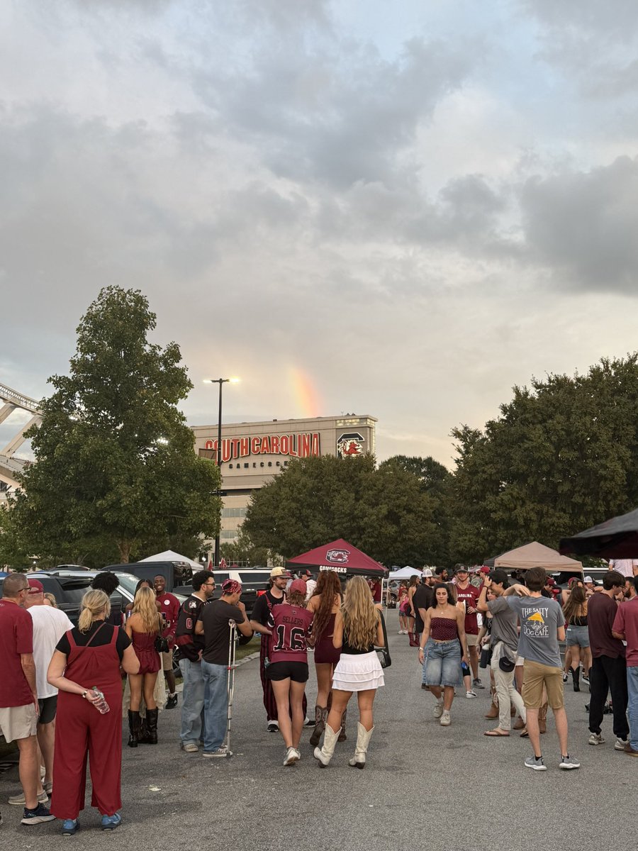 Rainbow over the stadium. Good sign?