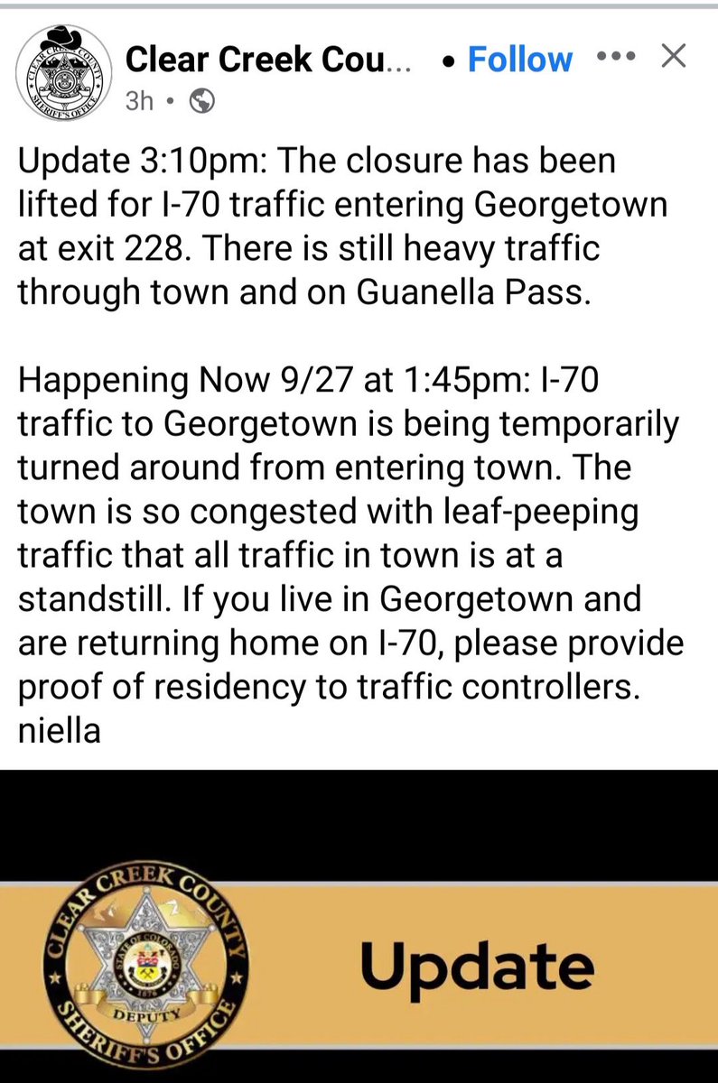 Guanella Pass closed for leaf peeping traffic gridlock: