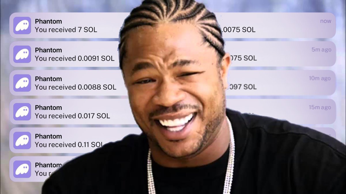 ponzdotapp's tweet photo. yo dawg, we heard you like phantom notifications so we put SOL rewards on your coin every 5 minutes https://t.co/Pxv3gjroVH