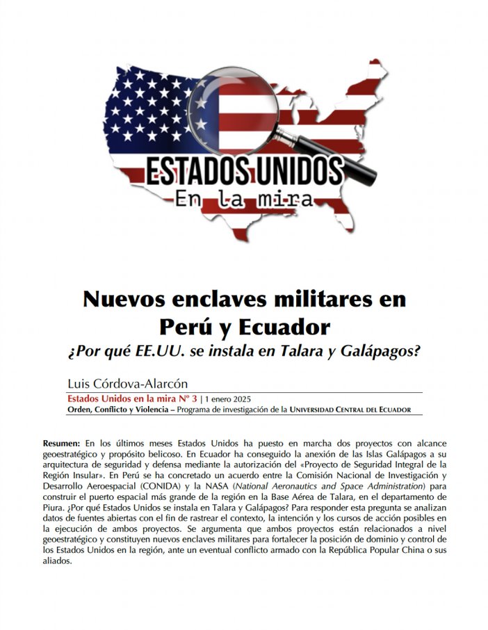 LuisCordovaAlar's tweet photo. Lo anticipamos en Enero del 2025: #EEUU tiene interés en ubicar una base militar en Galápagos.   

📝 Nuevos enclaves militares en Perú y Ecuador. 
🔗https://t.co/oA34lpxiMS 

📝A U.S. Air Base in Ecuador 
🔗https://t.co/zfTOhhC8cW https://t.co/yIDqkCnie2
