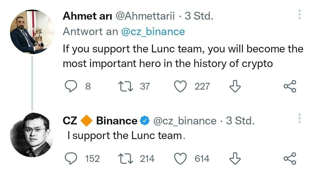 If you support the $LUNC team, you’ll become a hero in #crypto history.”
CZ: “I support the #LUNC team.”

Moments like this remind us why communities never give up. 🔥

#USTC #TerraClassic