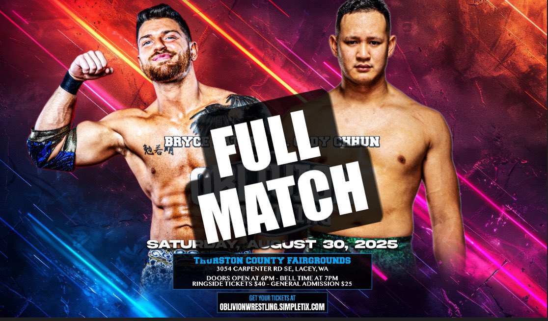 A bout that was immediately felt to be a match of the year of candidate but in case you missed it or you want to relive the unbelievable  action, Cody Chhun vs Bryce Saturn is now available in its entirety!
Head on over and check it out on our YouTube channel,