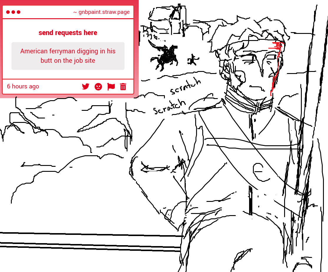 Request 41 - "American ferryman digging in his butt on the job site"