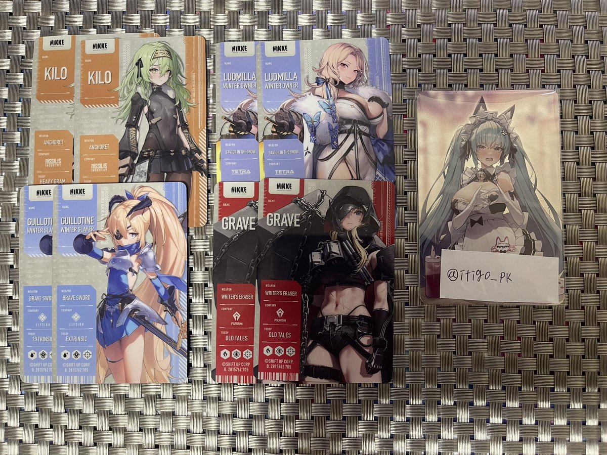 NIKKE メタリックパスコレクション3交換

譲 画像の物
求 同種プリバティ
同種ブレッディ・クラウン
→友人分のためプリバティ含むお取引のみ

👑は👑以外とプリバティ2枚以上を含むお取引のみでお願いします。

郵送or大阪手渡し可能です

検索から大歓迎です。
よろしくお願い致します。