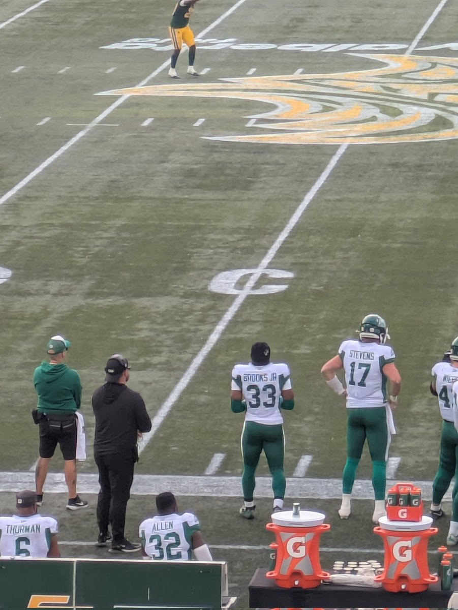Taking in the majesty that is the 55 yard line at today's #Elks game. True #CFL fans know its importance 💚💛🏈