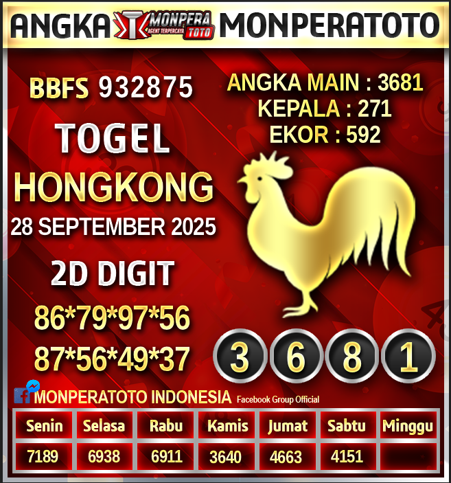 Prediksi Hongkong
28 SEPTEMBER 2025
Monperatoto adalah Situs Togel Online Terpercaya,Casino Terbaik,Slot Gacor Di Indonesia
#prediksihariini #prediksihk #monperatoto