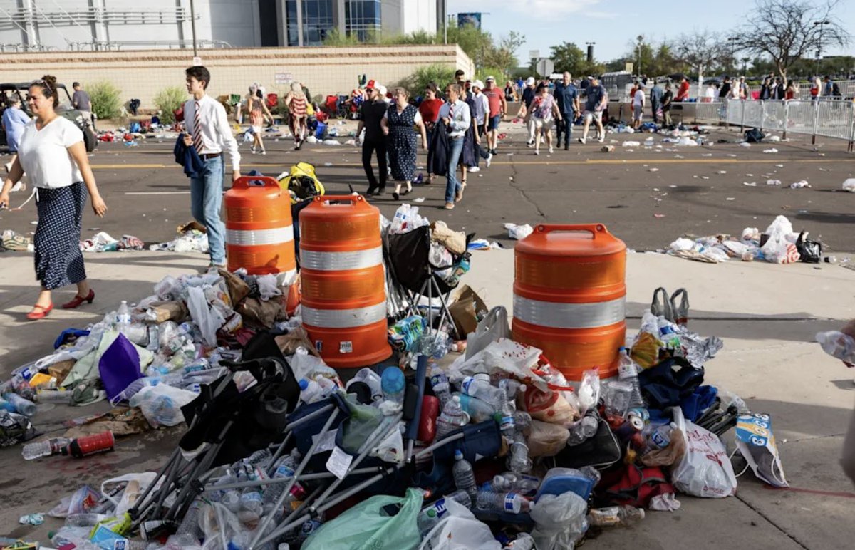This is a picture of “war ravaged” Portland.  Just kidding, this a picture of Glendale, Arizona after the Charlie Kirk memorial