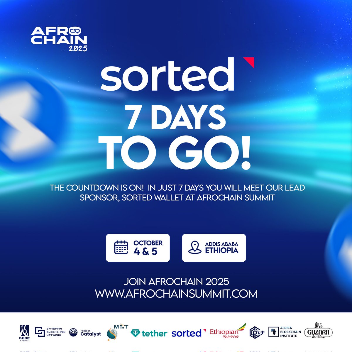 Afrochaineth's tweet photo. Are you ready to see financial inclusion in action? 7 DAYS LEFT until AfroChainSummit2025! @sortedwallet
https://t.co/pcAOzbeXN3 https://t.co/OawBLZc9ih