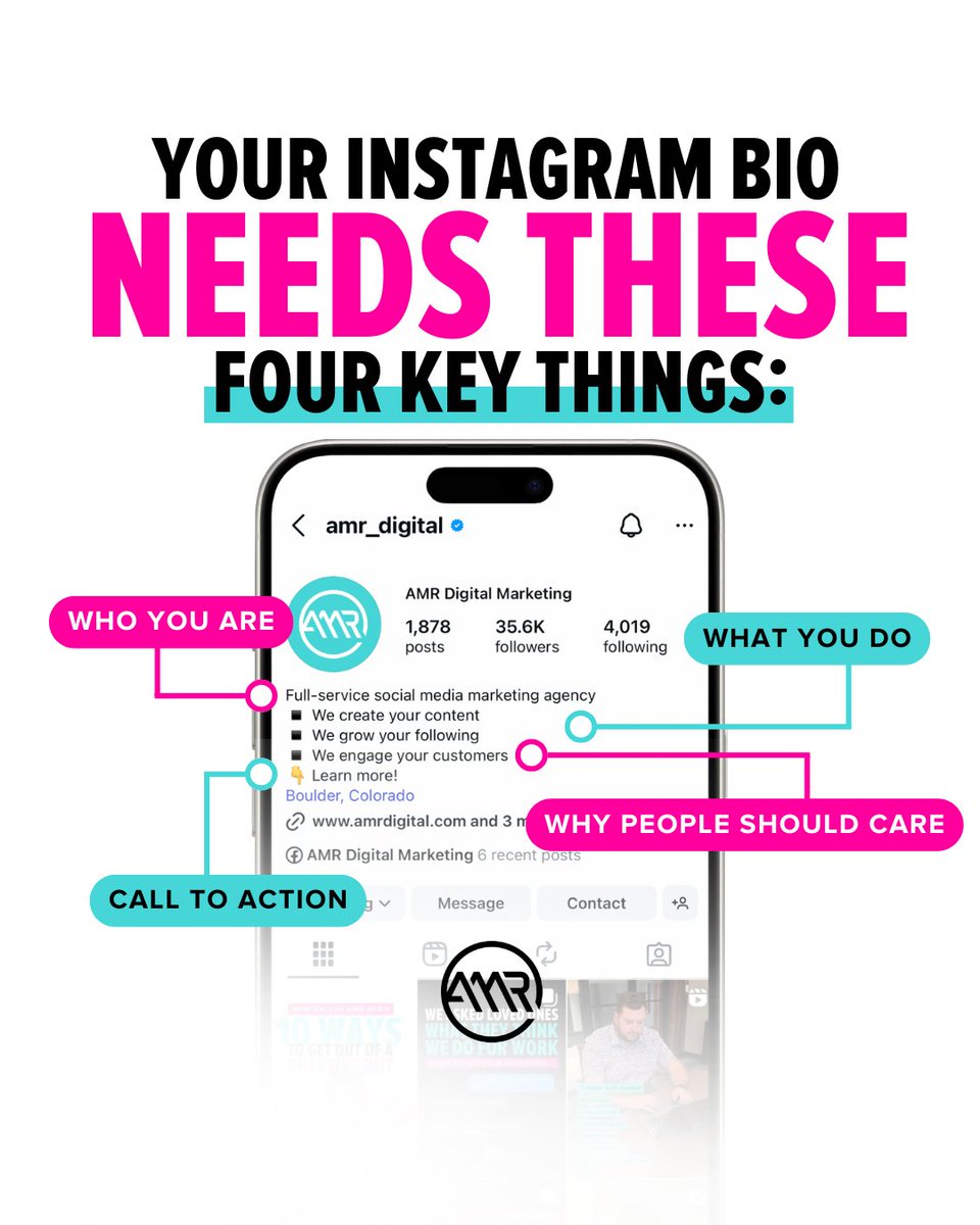 AmrDigital's tweet image. It takes 3 to 5 seconds for someone to decide to follow you, and your bio is the deal breaker. 🔑

Just like a good first impression, your Instagram bio should be a warm, powerful introduction that tells potential followers everything they need to know about you! 

#AMRDigital
