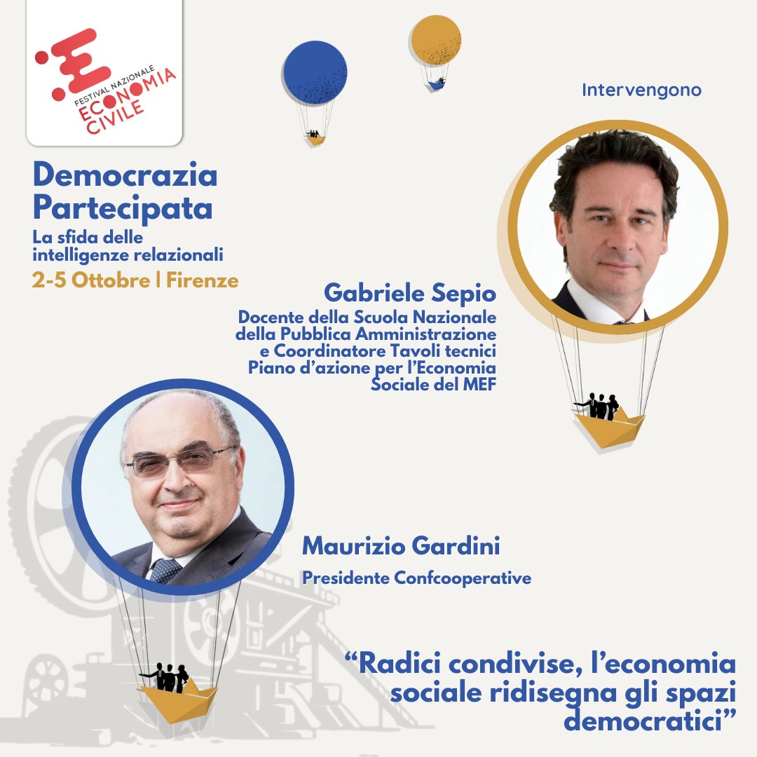 🏛️ Al #FNEC2025 scopri come l’economia sociale può ridisegnare la democrazia e trasformare comunità e territori 🌱

Con Giorgio De Rita, Maurizio Gardini e Gabriele Sepio, modera Teresa Scarcella.

👉 Iscriviti: festivalnazionaleconomiacivile.it/programma-2025/