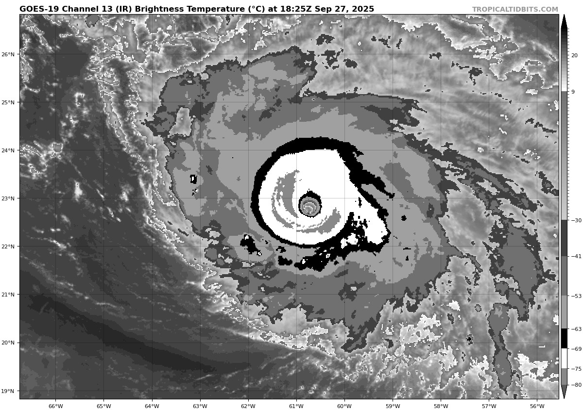 CharlieFurWx's tweet photo. People are calling it C5. Yes Dvorak shows a clear 7.0, but it would be nice to have recon. CIMSS D-MINT and D-PRINT estimates are not there yet. Those tools are widely used in the WPAC for typhoon intensity and have been performing well. #HurricaneHumberto #Humberto https://t.co/JCXf8qcVP4
