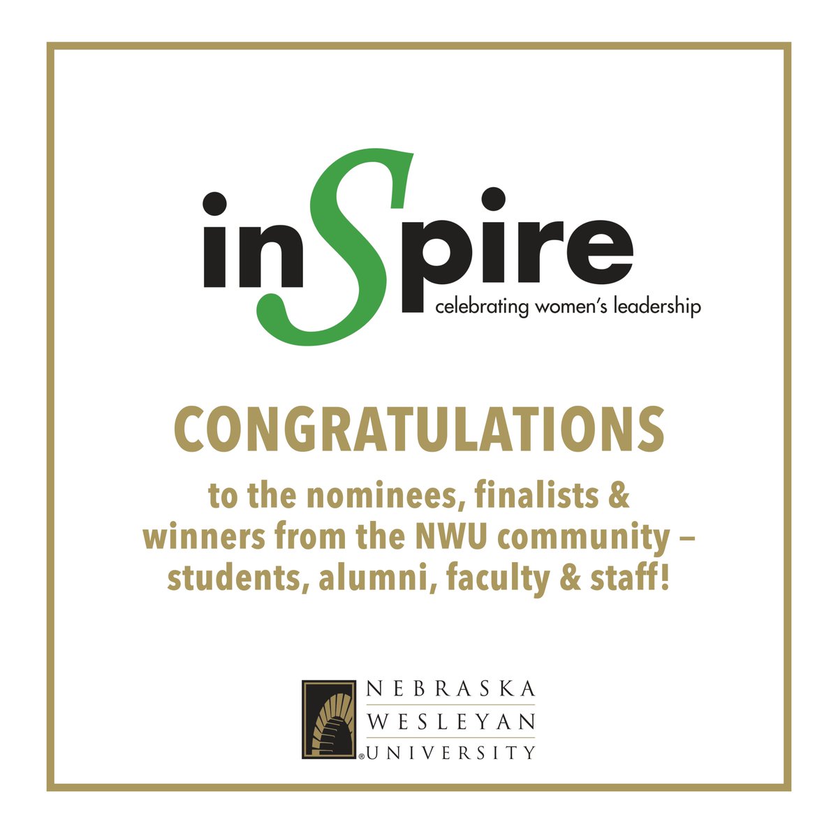 🎉 Nebraska Wesleyan was proud to support this year's Inspire – Celebrating Women’s Leadership Awards, honoring women who are making a lasting impact in Lincoln.

Congratulations to all the nominees, finalists, and winners from the Nebraska Wesleyan community! 💛