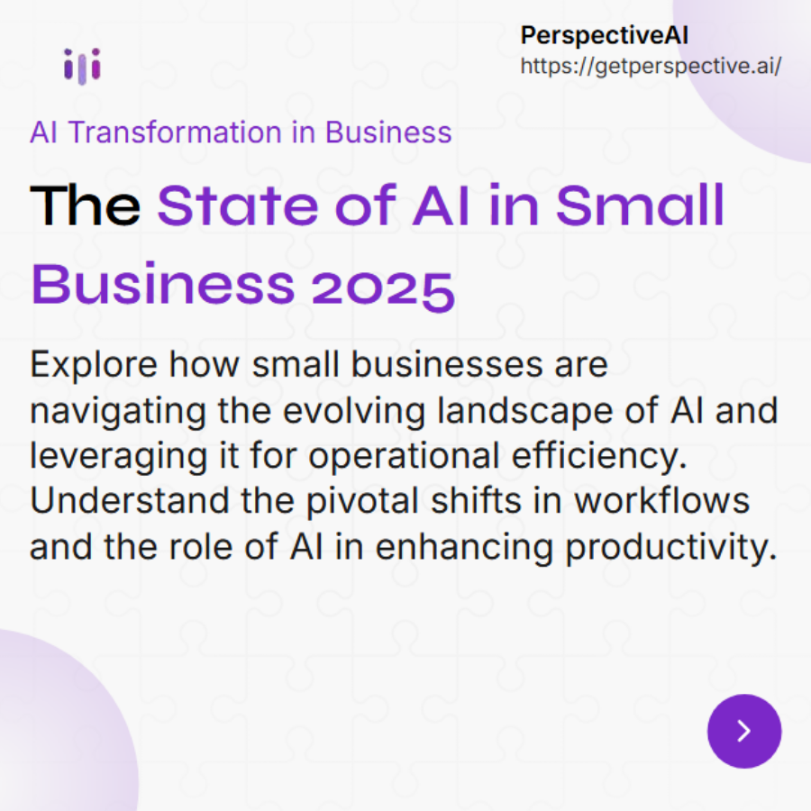 perspective_a1's tweet photo. The State of AI in Small Business 2025 - Explore how small businesses are navigating the AI landscape in 2025.
#PerspectiveAI #GetPerspective https://t.co/JObEuVOzcP
