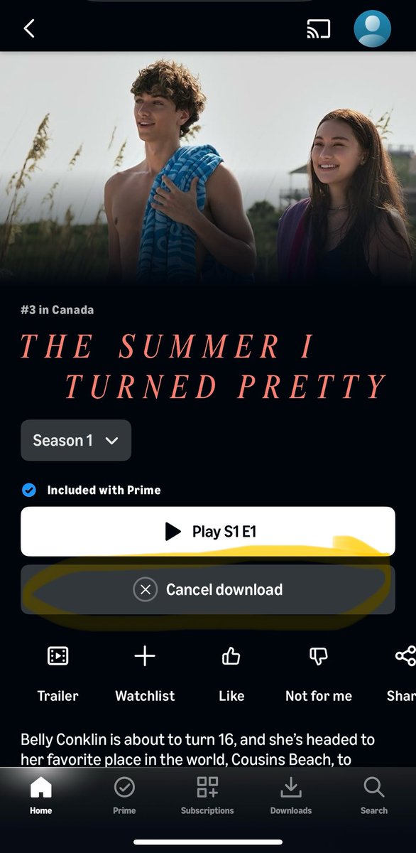 Why would your prime CTA real estate  be to cancel the download instead of  the download status which is actually below the fold for mobile? (mind the teenage drama content) <a href="/AmazonVideo/">Amazon Video</a>