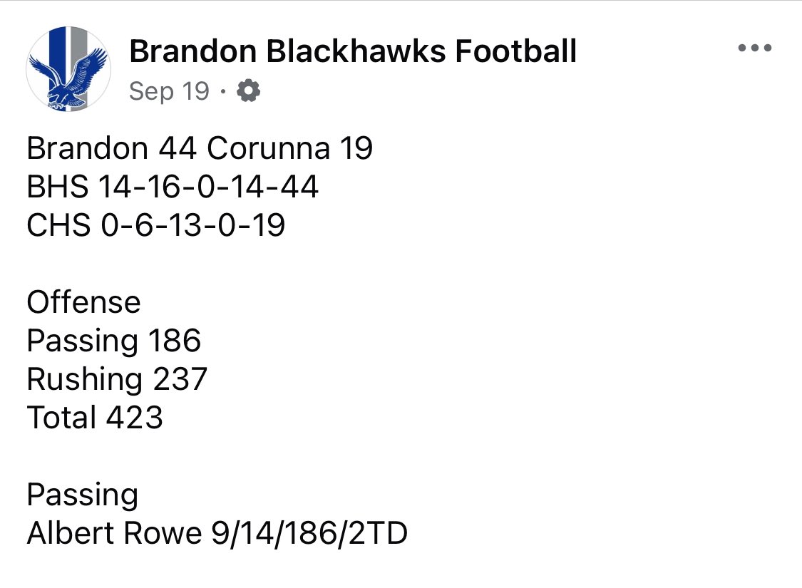 Stats against Corunna week 4