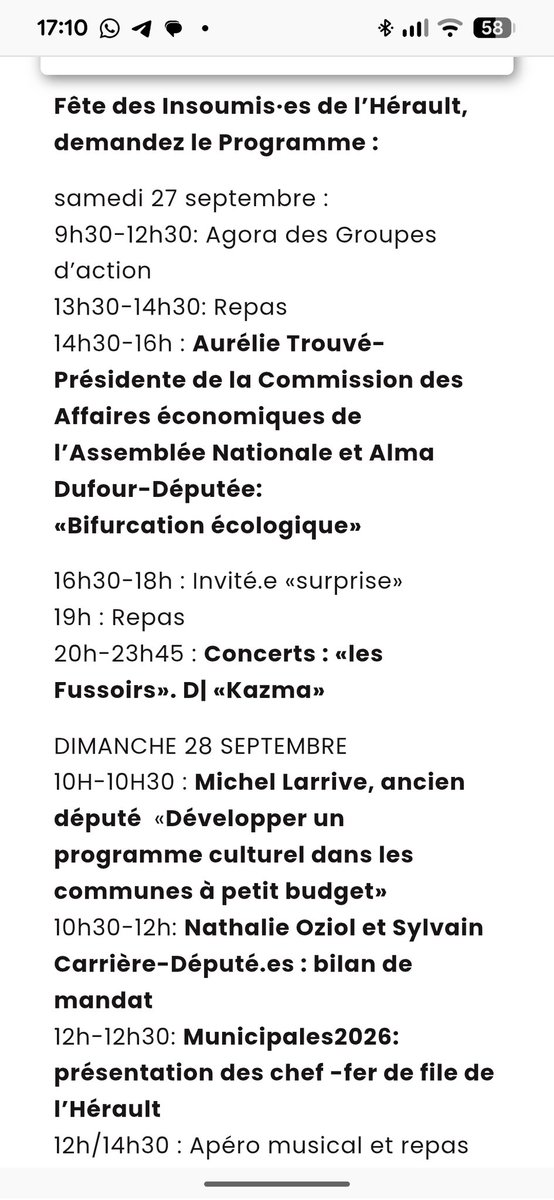 Aujourd'hui s'est tenue la première journée de la #FêteDesInsoumis à #Pézénas dans l'#Hérault. 
N'hésitez pas à y faire un tour demain ✊🏽💜.