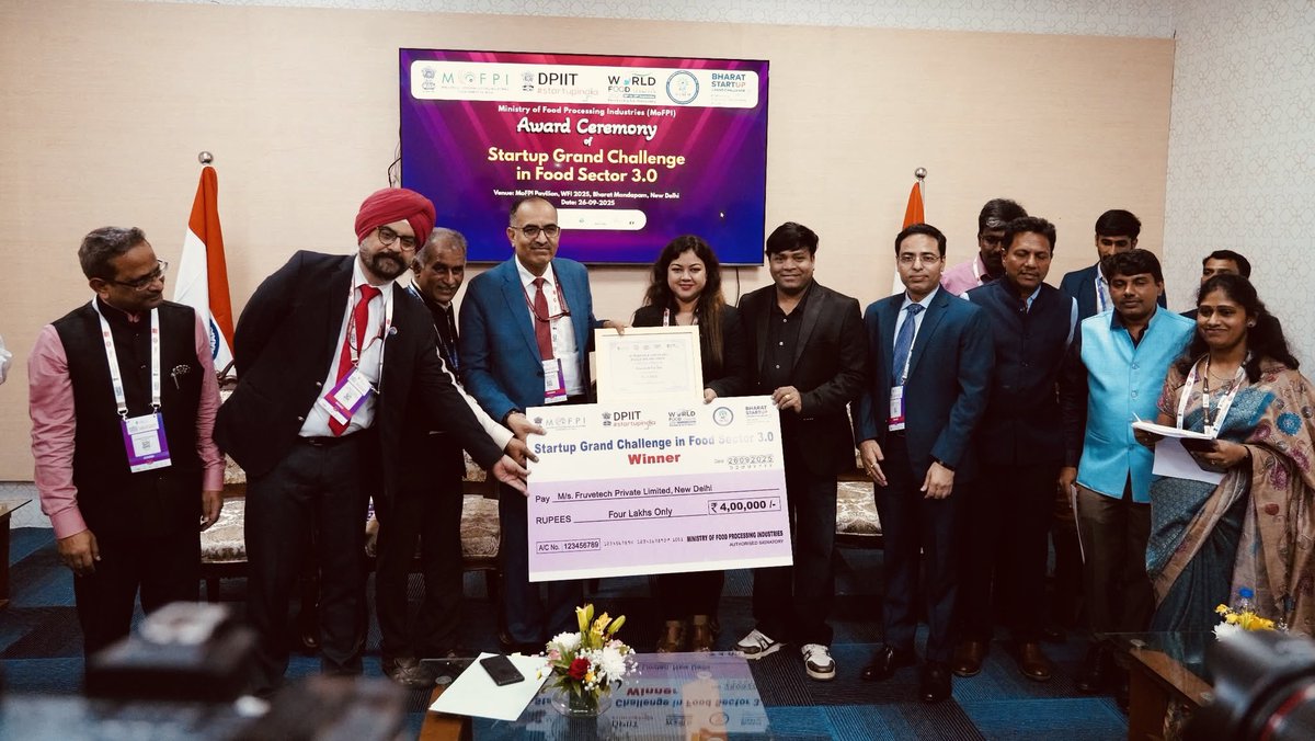 Delighted to share that our startup Fruvetech won World Food India Shartup Grand Challenge in Food Sector. Thanks to all well wishers, Entire team and Shridi Sai Baba for Blessings🙏🙏
