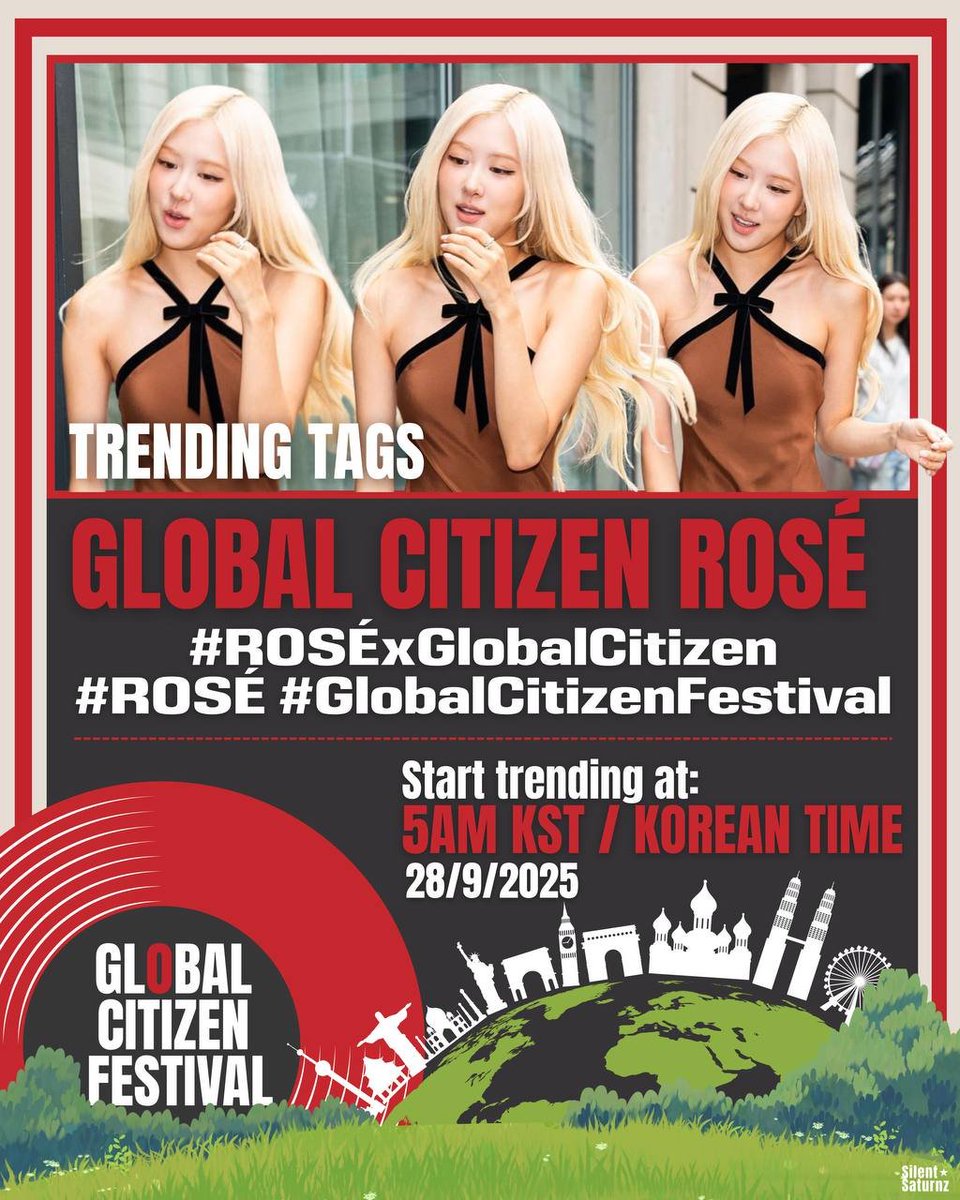 Retweet and Reply‼️
🎯 211 responses now🫶

GLOBAL CITIZEN ROSÉ 
#GlobalCitizenFestival
#ROSÉxGlobalCitizen #ROSÉ