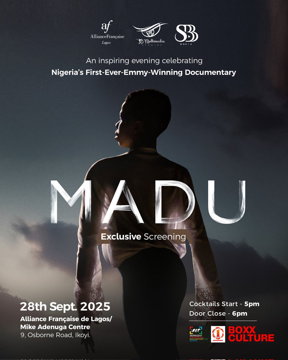 The story that captured the world returns to where it all began. ✨ This Sunday, MADU — Nigeria’s first-ever Emmy-winning documentary film — takes centre stage at Alliance Française de Lagos, tomorrow.

#MaduInLagos #MaduIsComing