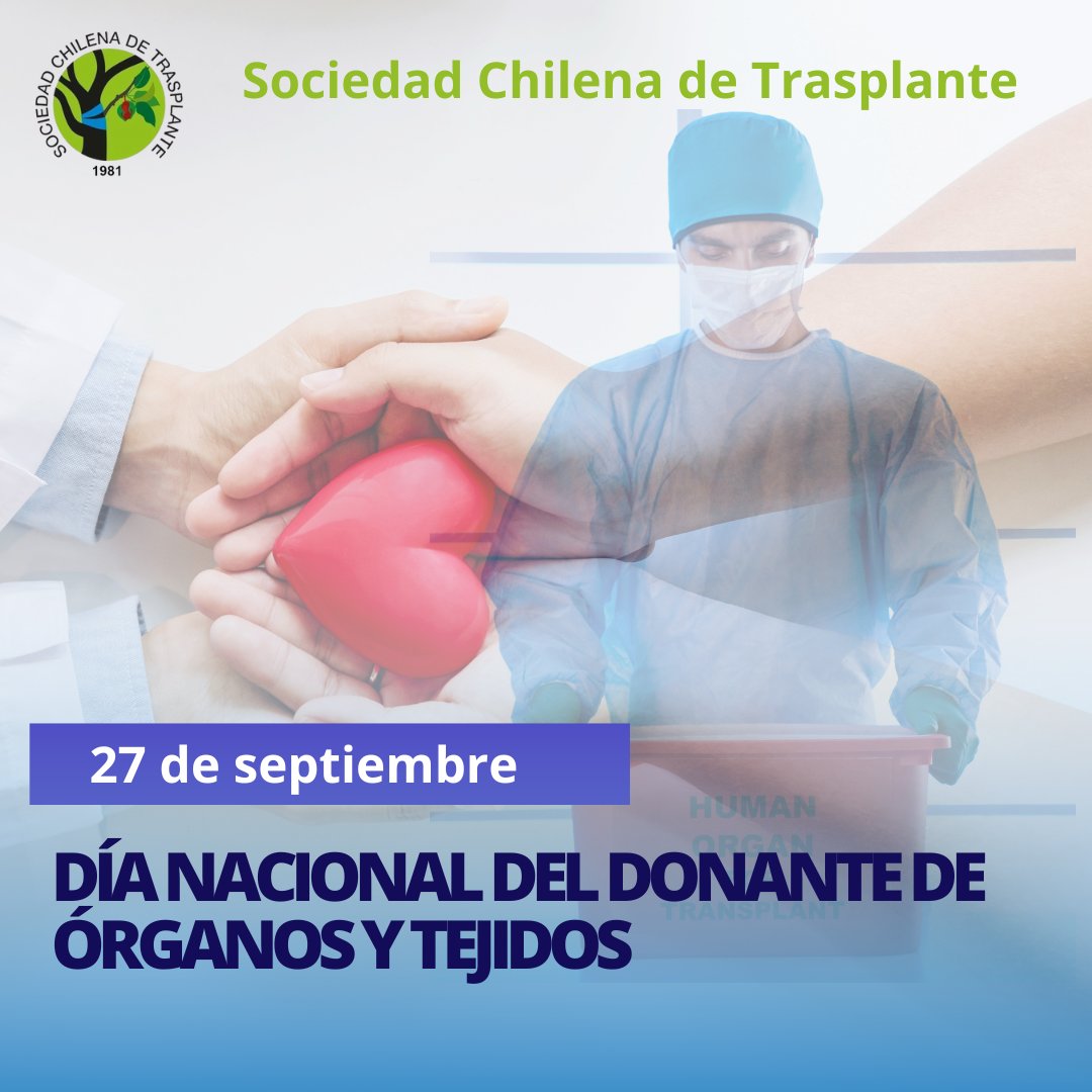 27 de septiembre – Día Nacional del Donante de Órganos y Tejidos

💚 Hoy conmemoramos una fecha que nos invita a reflexionar sobre la importancia de dar vida a través de la donación de órganos y tejidos.
¡Hazte parte del cambio!

#DonaVida #DonaciónDeÓrganos #TrasplanteChile