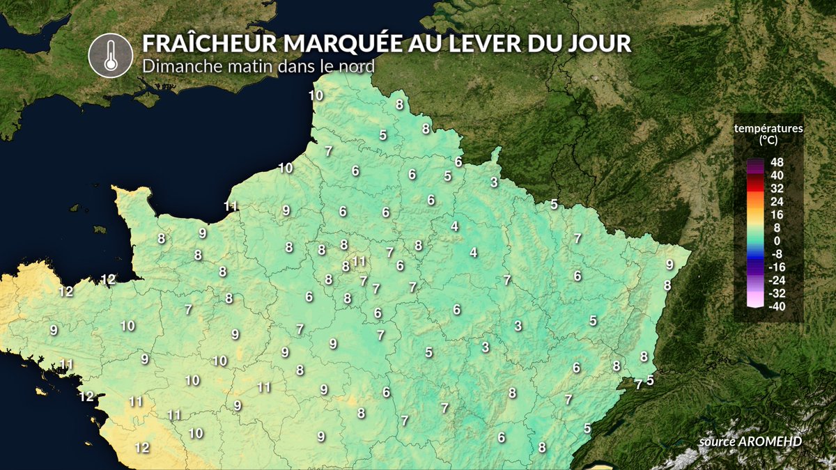 lachainemeteo's tweet image. 🥶Couvrez-vous demain matin au réveil si vous sortez dehors ! Il fera froid entre la #Bourgogne et les #Ardennes : de petites #gelées blanches sont même possibles dans les zones exposées (fonds de vallons notamment).