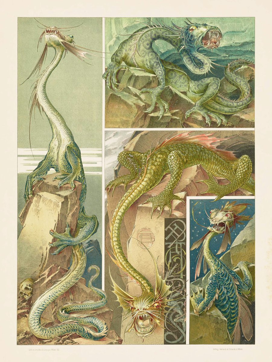 PublicDomainRev's tweet photo. Anton Seder’s The Animal in Decorative Art (1896) — an Art Nouveau reference book full of elaborate ornamentation: winged dragons, chiseled hieroglyphs, warring sea creatures, and more... https://t.co/6GknoAT7yp https://t.co/yUfjiFyIKQ