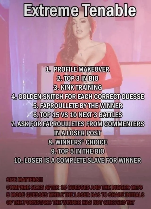 EditsAndTribs2's tweet photo. Tenable time!

I will play against all challengers and I teach anyone who is new

Im trying to get to 100 wins today. We can play with any board, size matters, and any other rules

Check my page for tenable boards
#wankbattle #wankchat #cuck #simp #nsft #sissy #goon #sizematters https://t.co/55XvBYEBrS