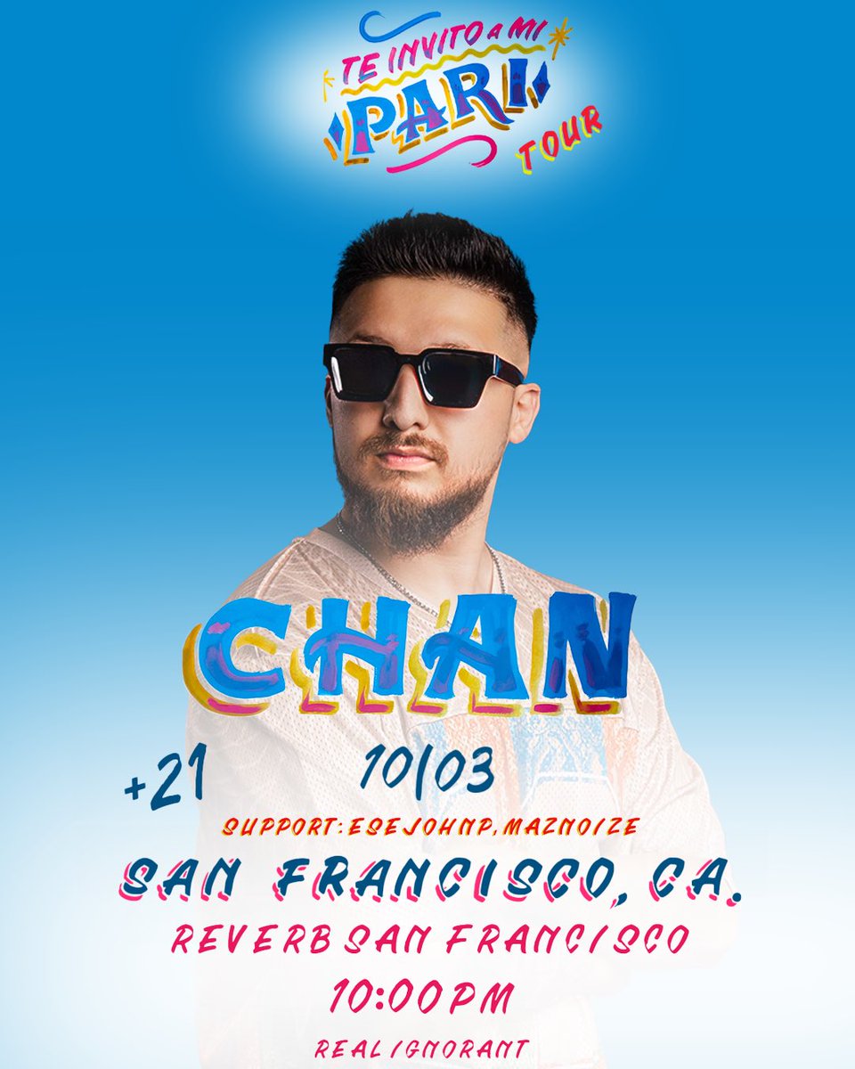 SAN FRANCISCO!
Te invito a mi pari full lineup is here
Support by:
<a href="/esejohnp/">esejohnpipis</a> 
Maznoize 

Tickets are running low for this show so make sure to let your tia, tio, primos and la sancha know to get their tickets ASAP
Link on bio!