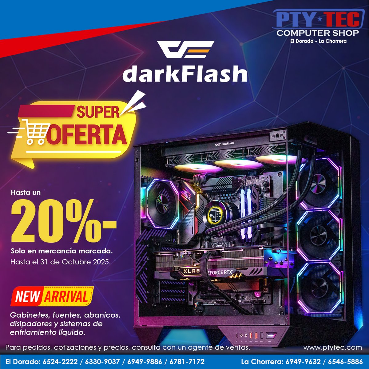 ptytec_computer's tweet image. Haz que tu setup hable por tí.
Aprovecha hasta un 20% de descuento en productos DarkFlash, hasta el 31 de Octubre del 2025.
Potencia tu espacio con estilo y rendimiento.

Ofertas: ptytec.com/product/offer?…

#ptytecdorado #ptytecchorrera #Ptyteccomputershop #ptytec #DarkFlashDeals