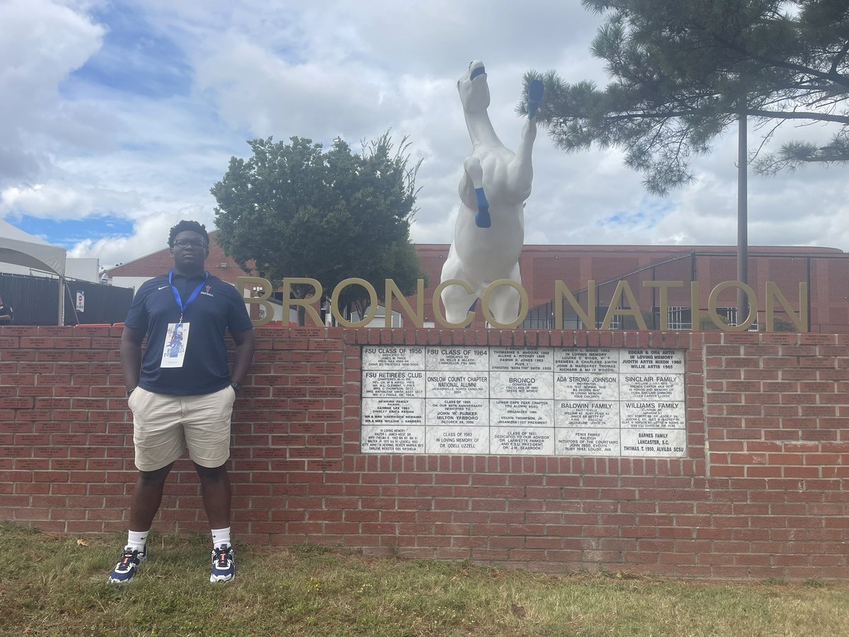 Pervis Walker (@pervis_walker) on Twitter photo Thank you <a href="/Fsubroncos_fb/">Fayetteville State Football</a> for a great game day visit. Thanks <a href="/CoachRodHoward/">Coach Howard</a> for the invite. Go Big Blue!!!
<a href="/CoachLiljon/">Jarvis Littlejohn</a>
<a href="/LE_FB1/">Lugoff-Elgin Football</a>
<a href="/jordanmorris212/">Coach Mo</a>
<a href="/CoachRob85/">Phillip Robertson</a>
<a href="/CoachMBone/">Coach Brisbone</a>
<a href="/CoachTBarr/">#BESTAVAILABLE</a>
<a href="/CDearing82/">Chris Dearing</a>
<a href="/LouatTheState/">Lou Bezjak</a> Thank you <a href="/Fsubroncos_fb/">Fayetteville State Football</a> for a great game day visit. Thanks <a href="/CoachRodHoward/">Coach Howard</a> for the invite. Go Big Blue!!!
<a href="/CoachLiljon/">Jarvis Littlejohn</a>
<a href="/LE_FB1/">Lugoff-Elgin Football</a>
<a href="/jordanmorris212/">Coach Mo</a>
<a href="/CoachRob85/">Phillip Robertson</a>
<a href="/CoachMBone/">Coach Brisbone</a>
<a href="/CoachTBarr/">#BESTAVAILABLE</a>
<a href="/CDearing82/">Chris Dearing</a>
<a href="/LouatTheState/">Lou Bezjak</a>