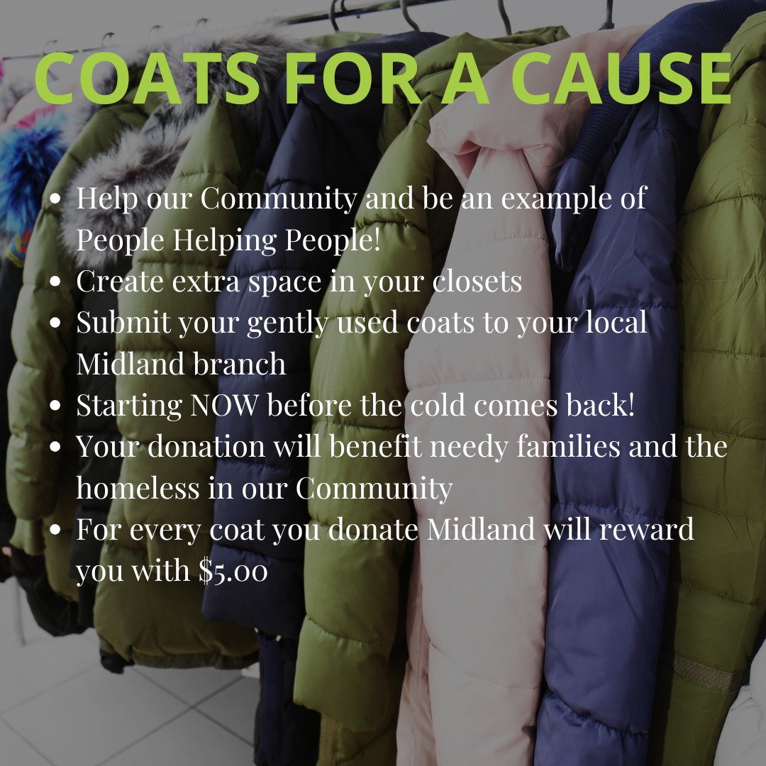 MidlandCU's tweet image. 🚨DEADLINE REMINDER🚨 Donate gently used jackets at any Midland Credit Union location by Tuesday, September 30. 💵🧥Get $5 per coat &amp;amp; help keep someone warm this winter! ❄️💙

📍 Drop-off locations: ow.ly/icFC50WKTTk

#MidlandCU #CoatDrive #DeclutterForGood