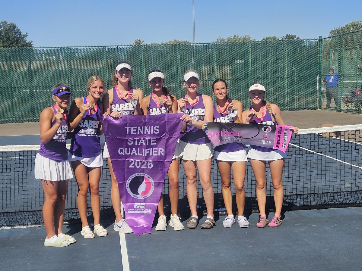 The Central DeWitt girls tennis team is headed to the 1A state team meet, slated for Oct. 6-7 in Pella. The Sabers knocked off host Fairfield, 5-4, to earn the program's third state team berth.