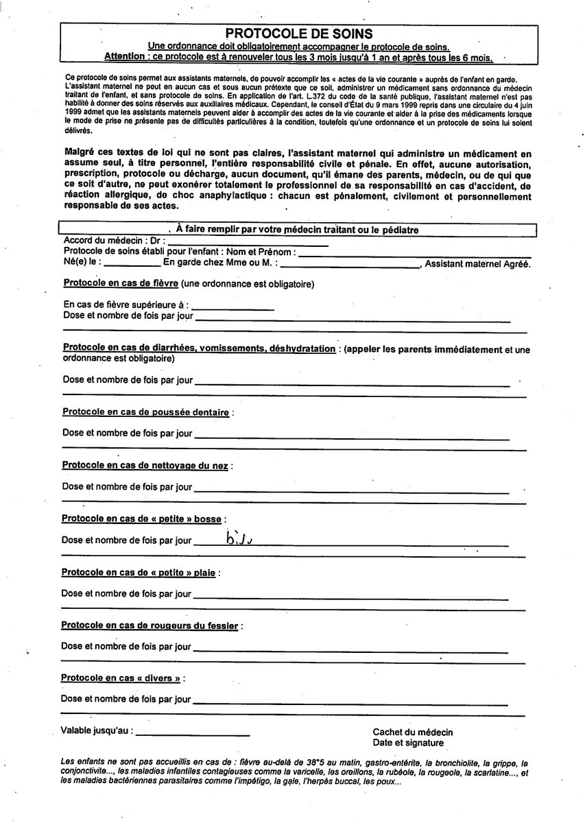 A tous les collègues, avez-vous déjà vu pire certif demandé par une AssMat ?

(j'ai mis 'cf ordo' pour la plupart, 'bisou magique' pour la bosse, et "si besoin retournez faire une formation" pour la DRP...)

Mais j'aurai du refuser, n'est-ce pas ? 🤷‍♂️