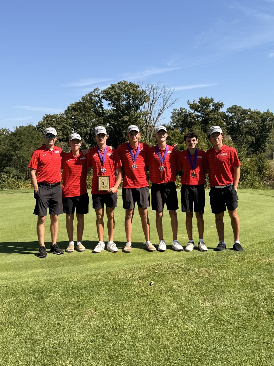 GolfMorton's tweet photo. What a day! Finish regular season with a win! 296 at the Canton Classic. All 6 scores under 80! 🔥

Individual:
Lee Bolliger 70 (-2) - 2nd Place
Owen Adams - 73 - 3rd Place
Beckham Zobrist - 76 - 7th Place
Carson Price - 77 - 9th Place

#FAMILY https://t.co/myQjUMwSHr