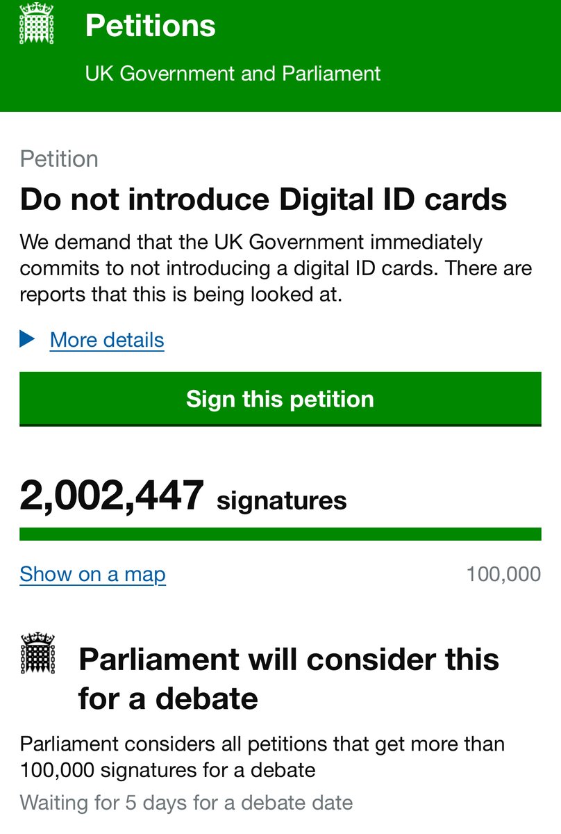 NimoThinks's tweet image. 2m. Onwards! 

I’ve added my name, time to add yours!

#NoToDigitalID

petition.parliament.uk/petitions/7301…