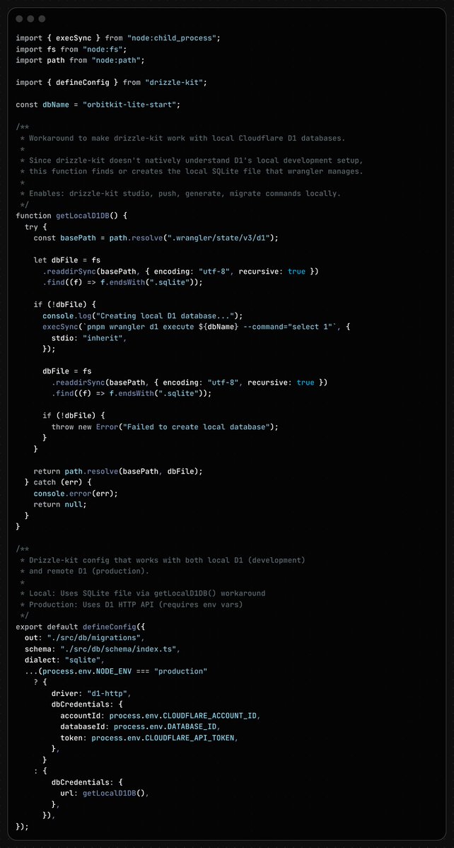 ixahmedxii's tweet image. If you work with @DrizzleORM &amp;amp; @Cloudflare D1, you&apos;re gonna like this drizzle config.

gist.github.com/ixahmedxi/9ad9…